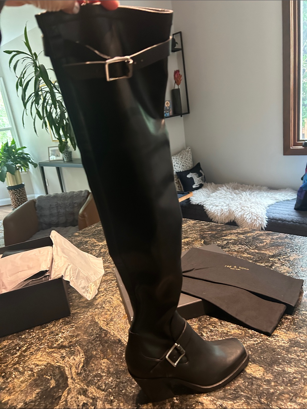 Made In Italy. Brand New Rag & Bone Black Axis Thigh High Boot In Black. Sz 7.